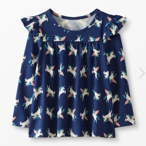 Hanna Andersson long sleeve flutter detail with Pegasus print, size 110cm or 5.